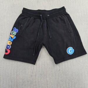 Cookies Shorts Mens Small Black Fleece Sweat Colorful Logo Drawstring Casual